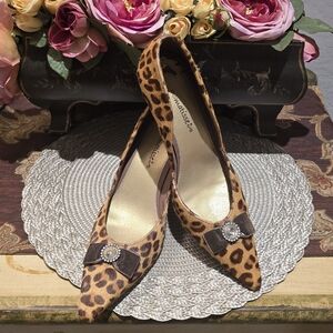 Matisse Leopard Print Heels with Velvet Bow